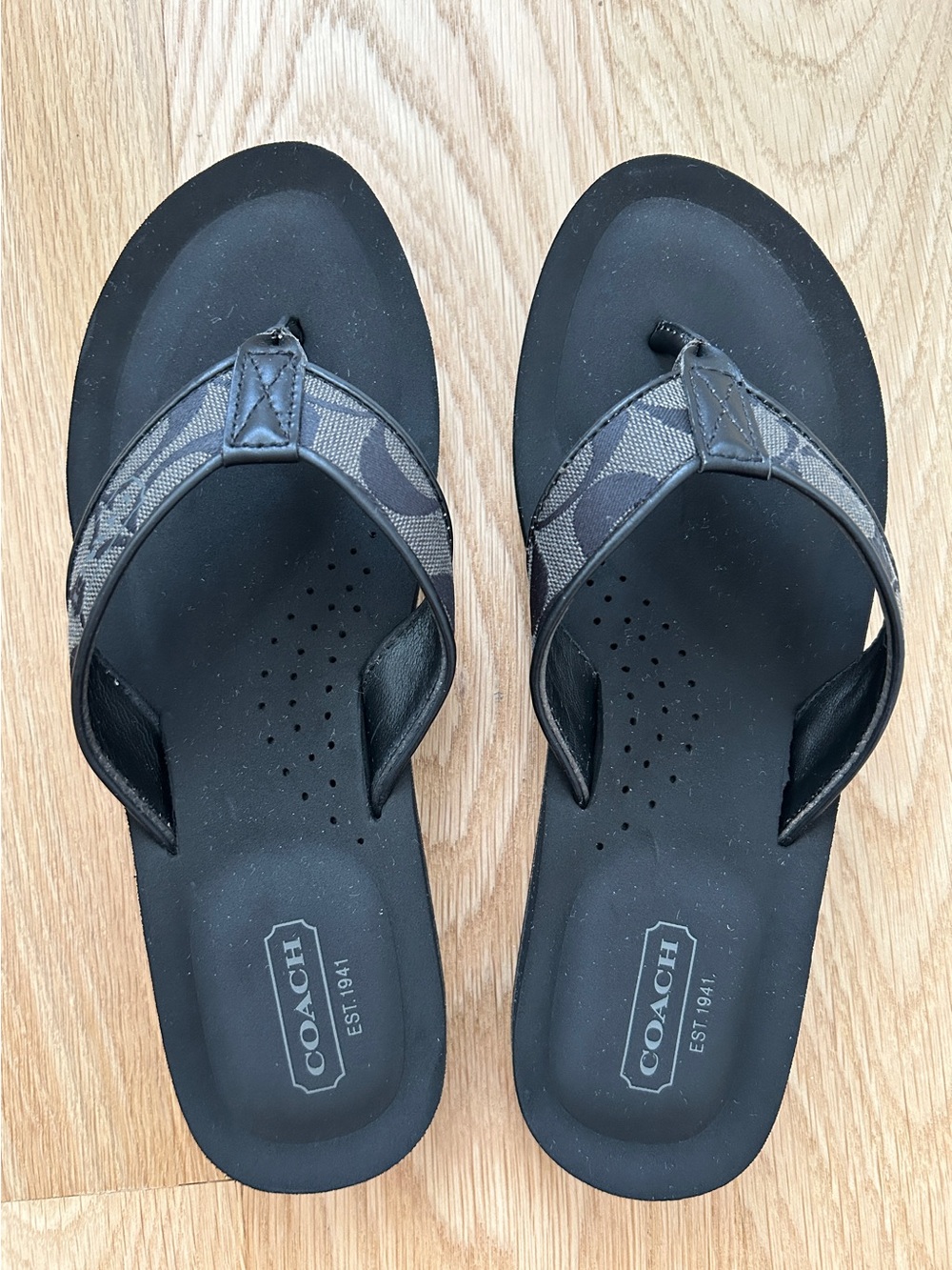 Coach “Jolie” Monogram Flip Flops Black 7.5M Small Platform